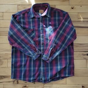 St Johns Bay Button up100% Cotton Plaid Shirt XL Mens Thick Jacket 90s Grunge